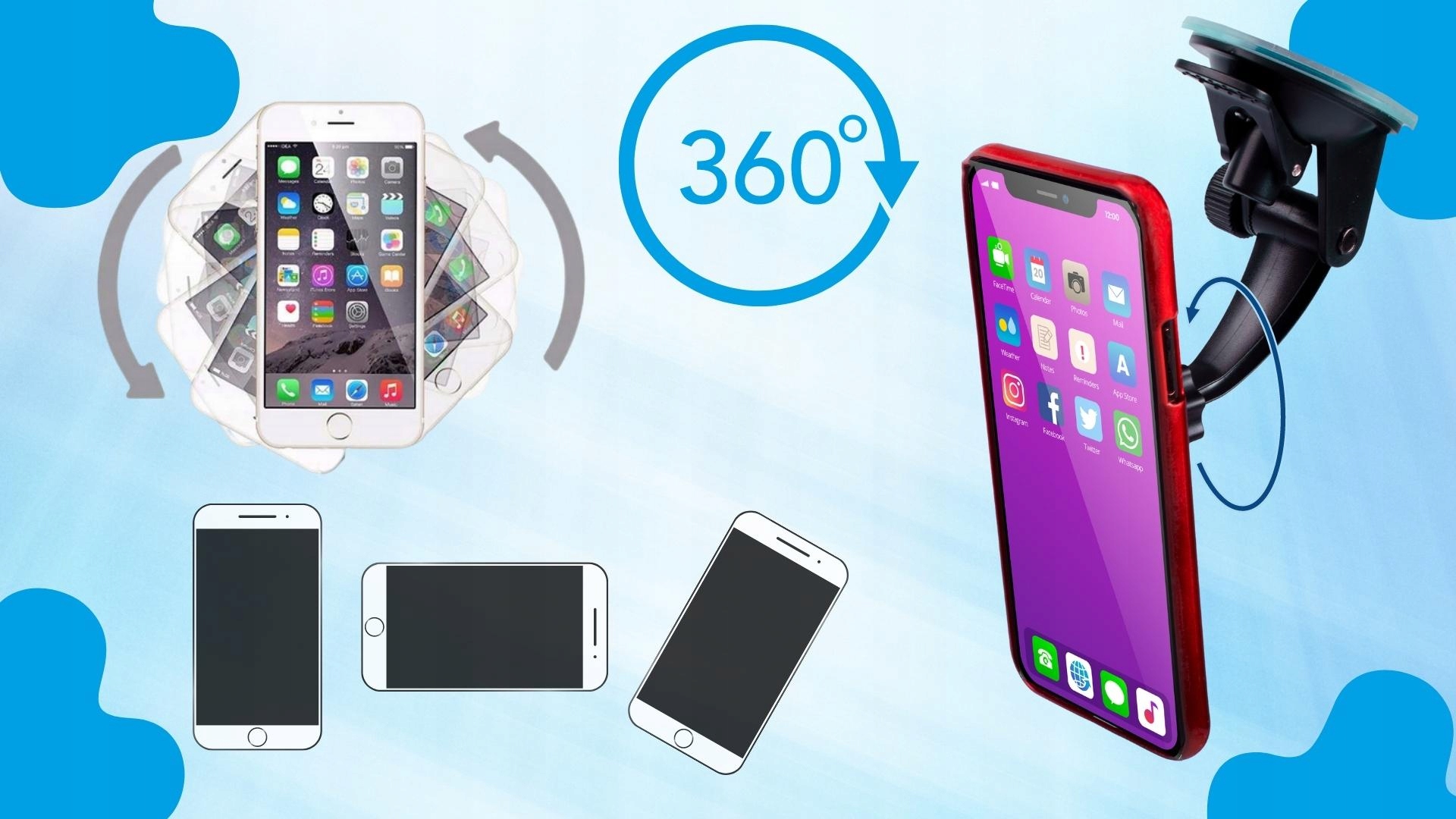 UCHWYT DO TELEFONU SAMOCHODOWY MAGNETYCZNY STABILNY MOCNY MAGNES SOLIDNY Kolor czarny