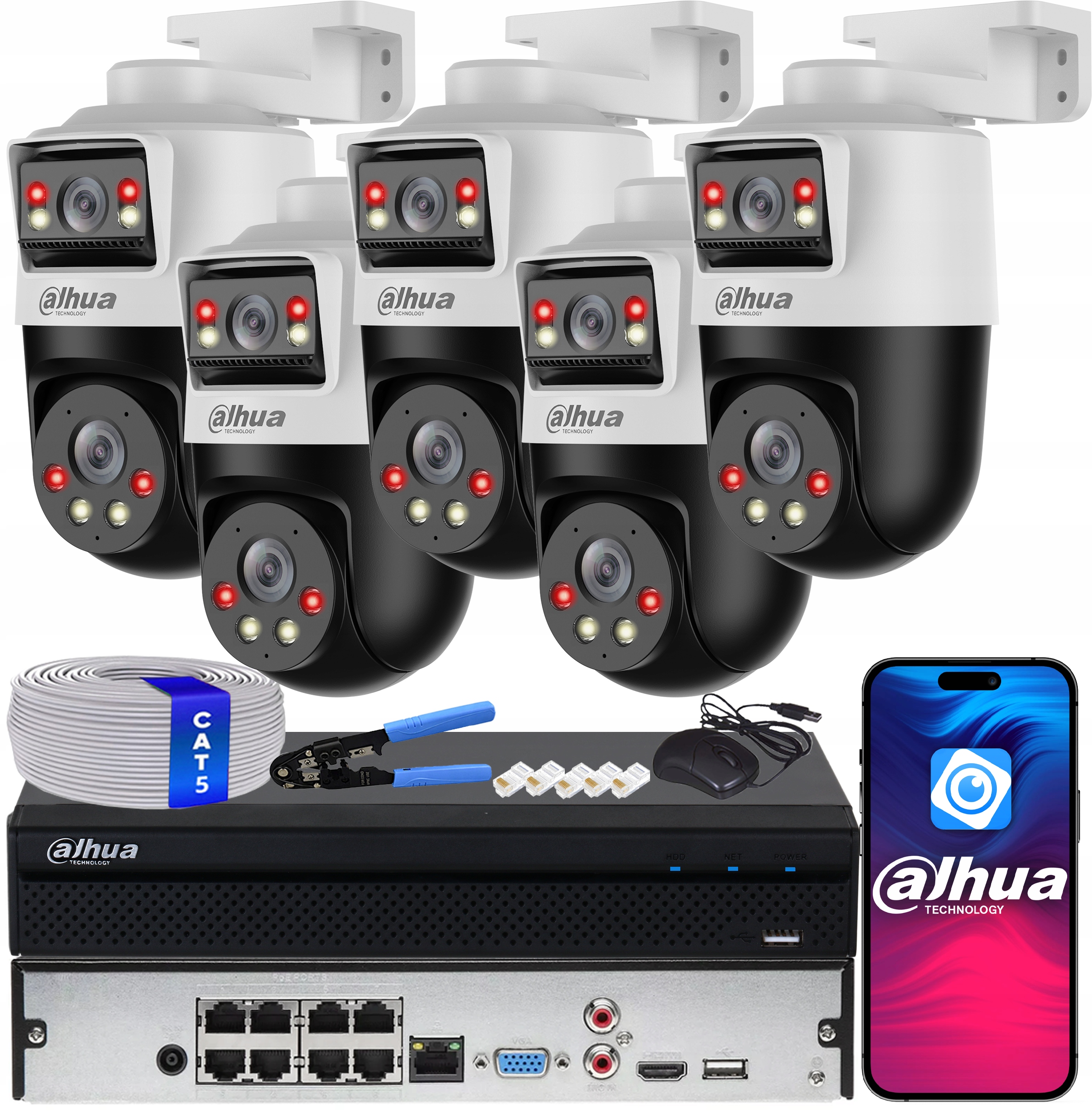 Sada pro monitorování 5 kamer Dahua 2Mpx SDT2A200-2F-NB-A-PV Ai Dual Light