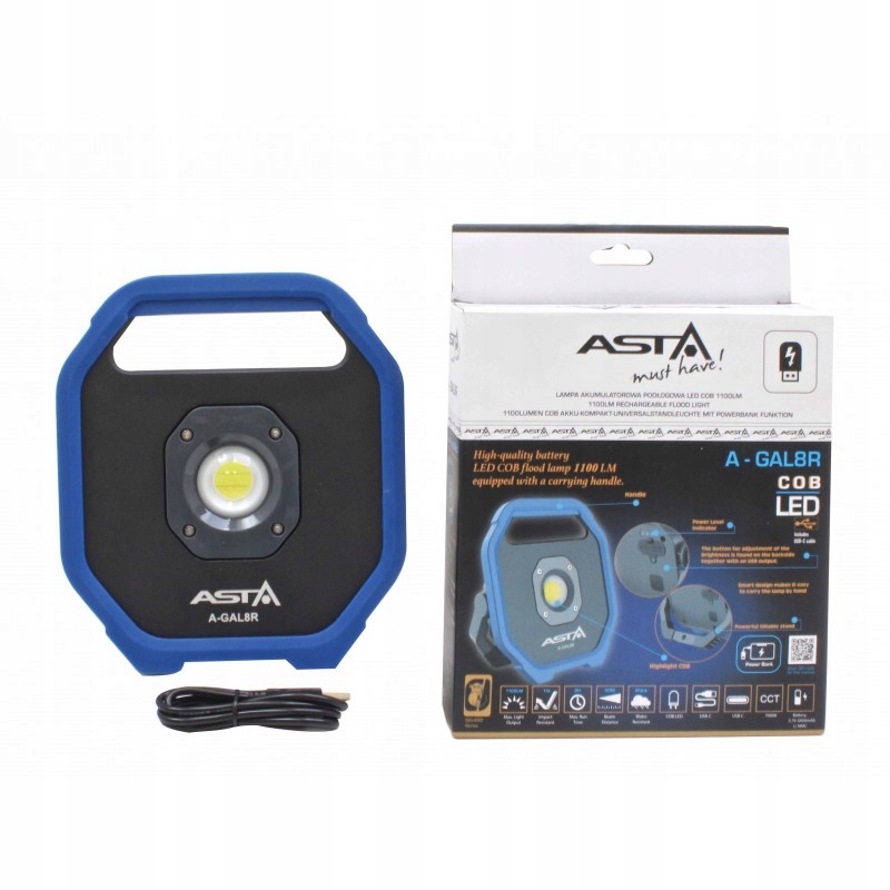 A-GAL8R Led Podlahová Akumulátorová Lampa Cob 1100LM Asta Led 1100LM