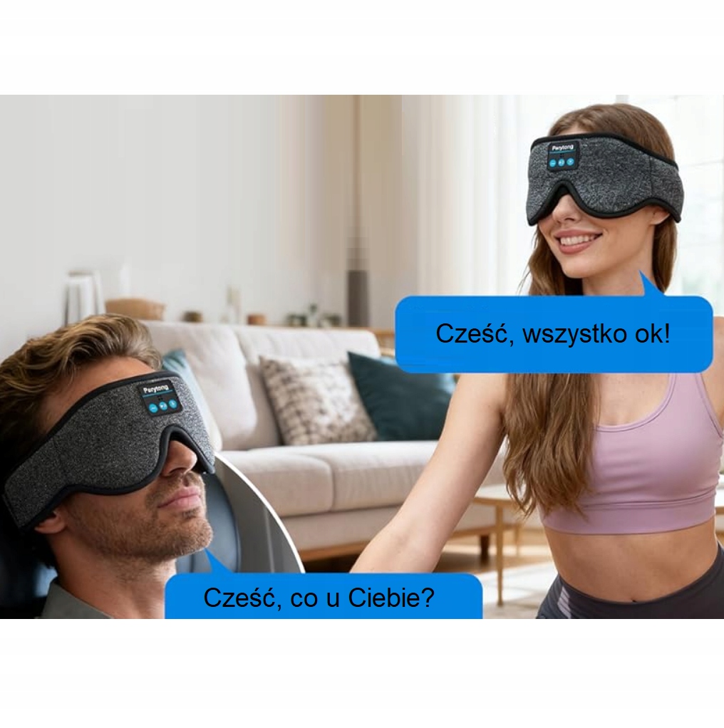 Akių kaukė miegui su Bluetooth ausinėmis, 3D, šviesą blokuojanti, kelionėms, mėlyna, dienos poilsiui nuotrauka 9