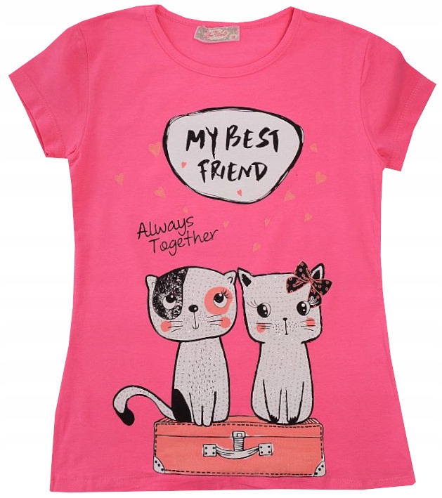 

Bluzka T-shirt Bawełna Koty brokat róż 128 H300C