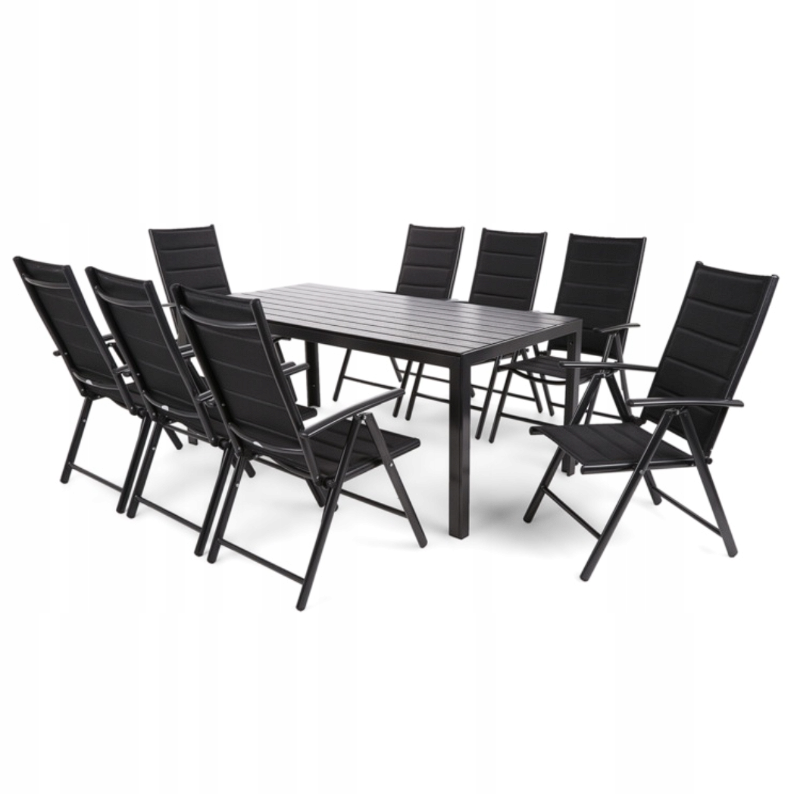 Zahradní nábytek Sada zahradního nábytku Stůl 185 cm 8 židlí Ibiza Černá