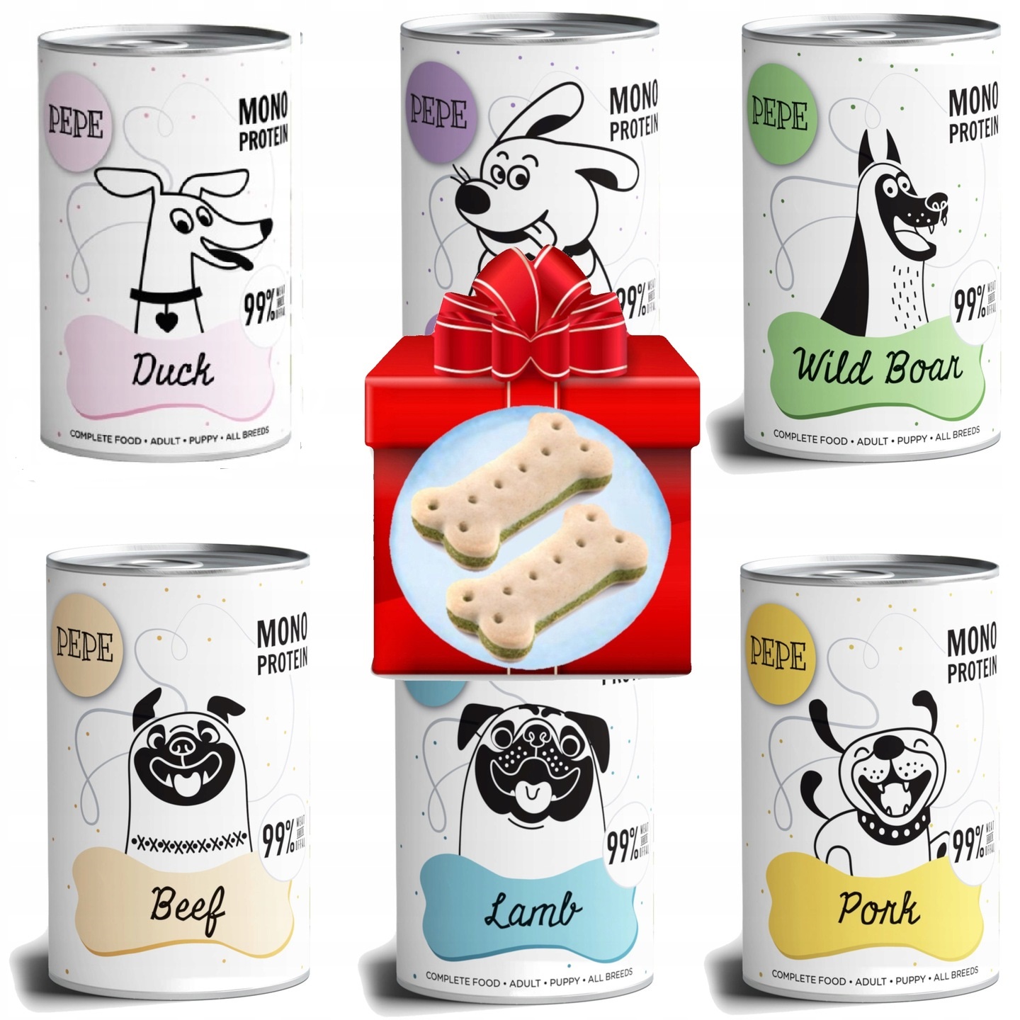 Paka Zwierzaka karma monobiałkowa Pepe mix smaków 6x400g