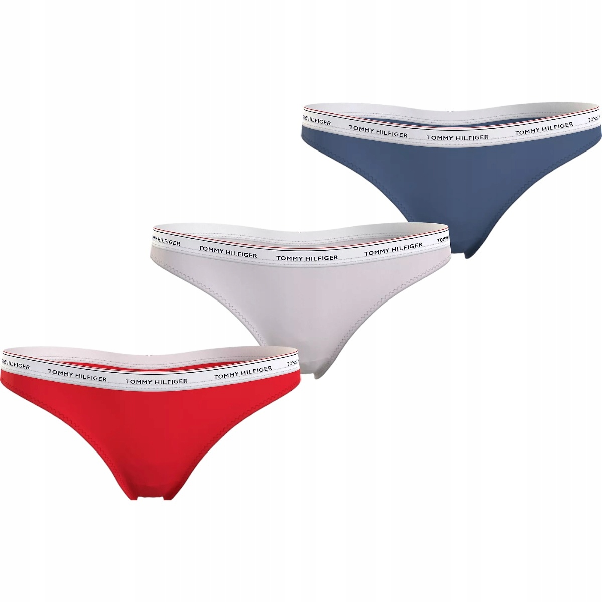 Tommy Hilfiger Tanga Dámské Kalhotky Thong 3P Červené/ecru/modré S