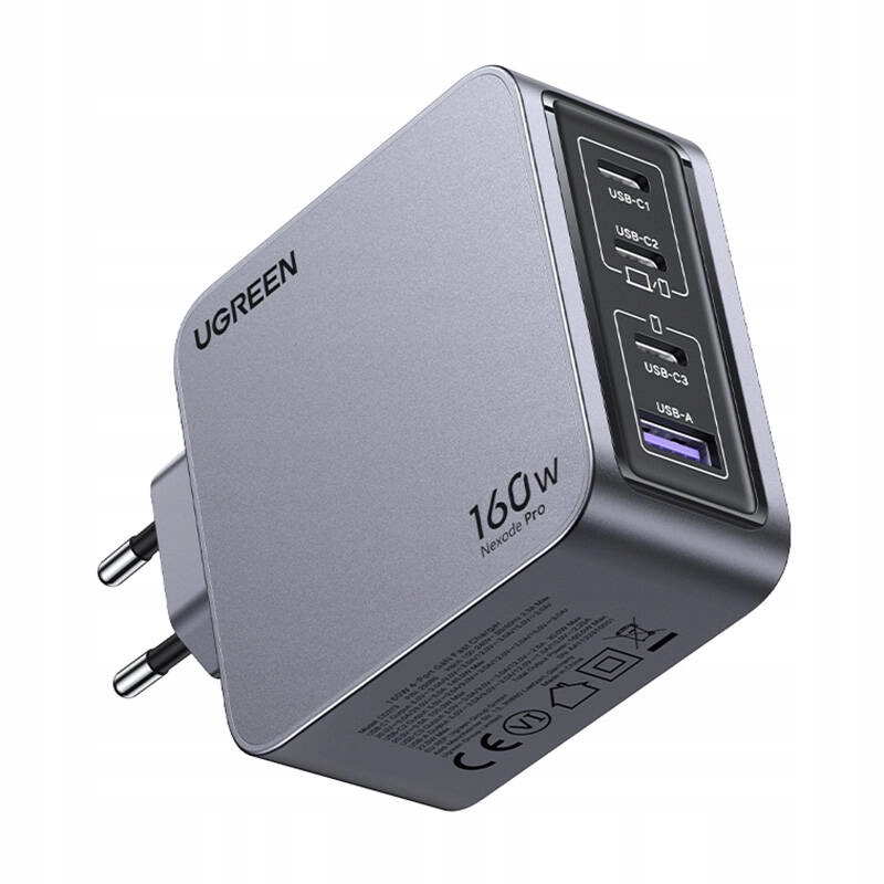 Nabíjačka Ugreen Nexode Pro 160W, GaN, Usb 3x Usb-c (sivá)