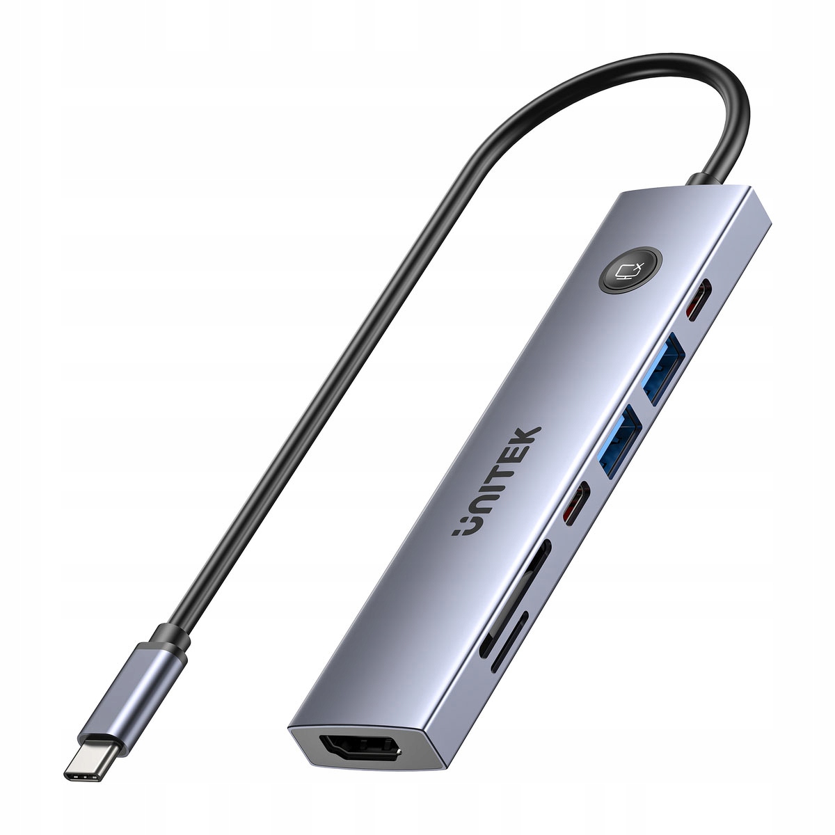 Unitek Hub Usb-c 7v1 4K@60Hz, Pd 100W a tlačítko Hdmi On/Off