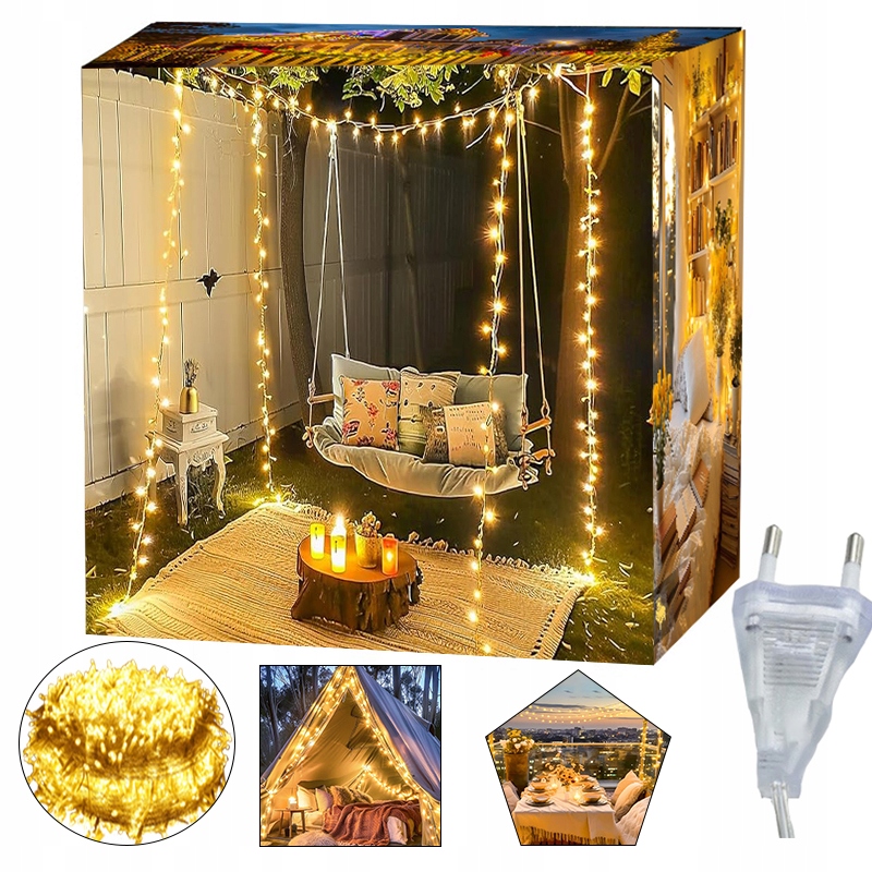 GIRLANDA LAMPKI OGRODOWA LED łańcuch 50M 500LED NA BALKON DŁUGA ŚWIETLNA