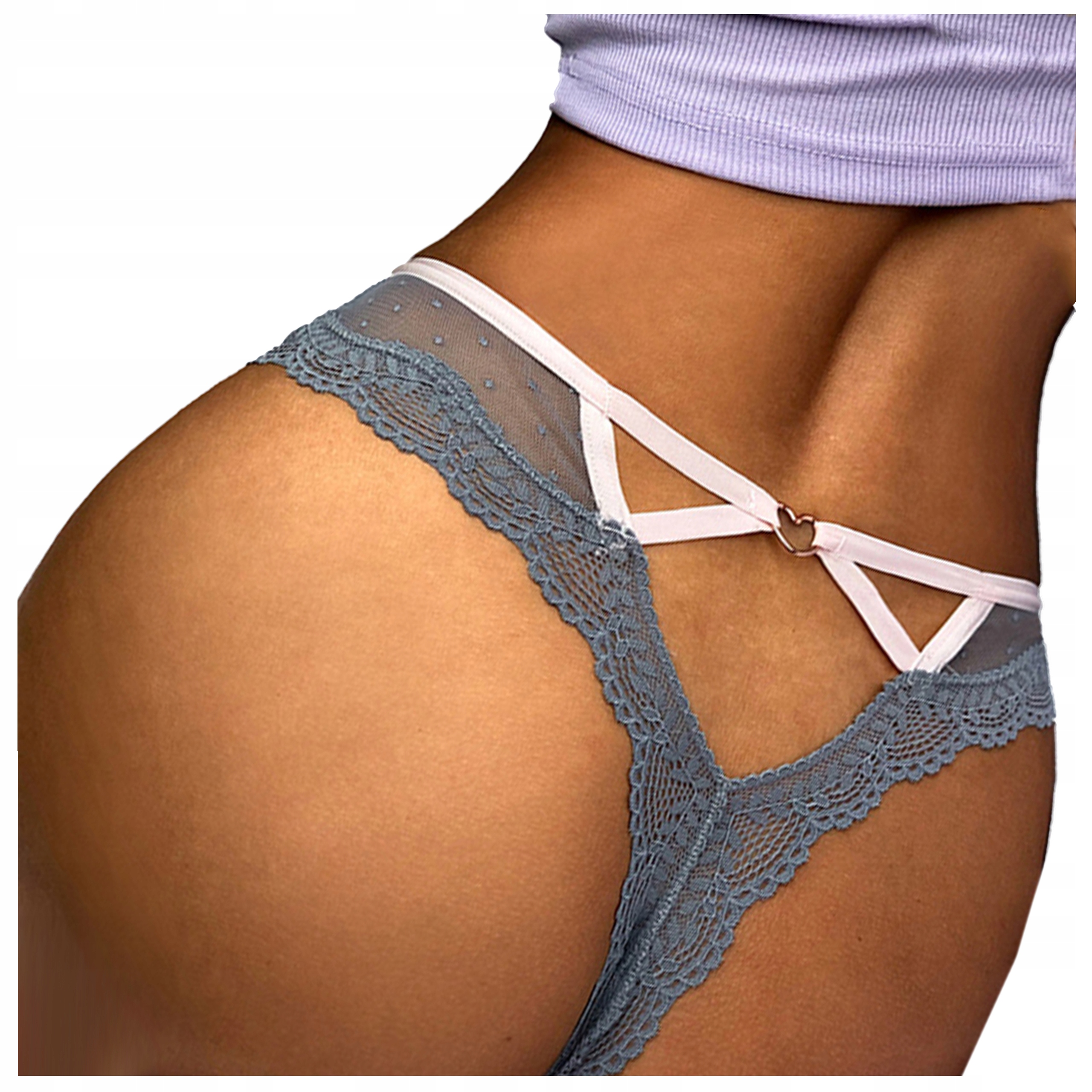 

Majtki koronkowe Stringi damskie siateczka paski