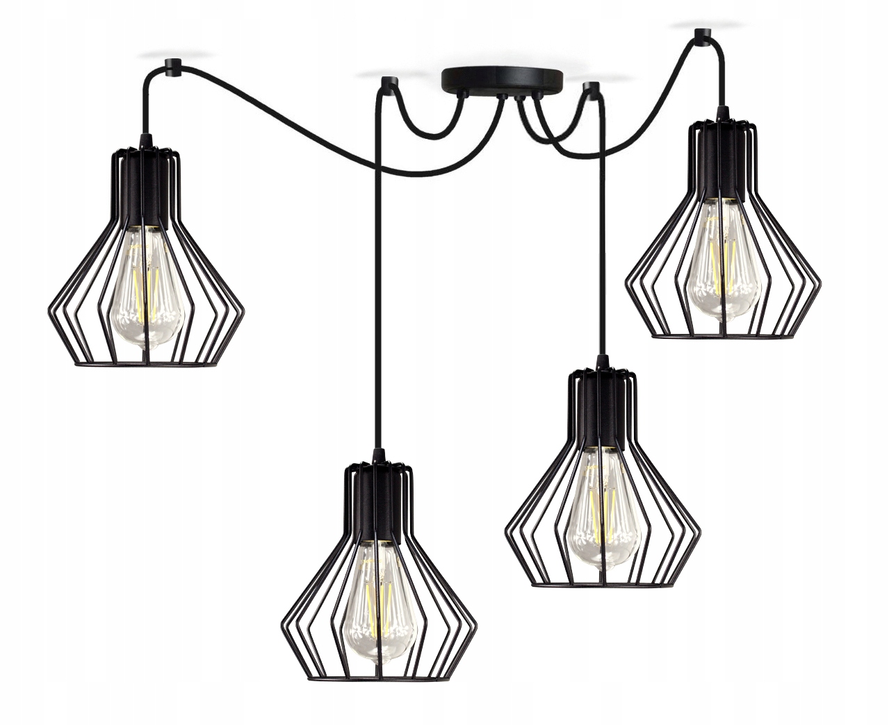 Pavouk Závěsná lampa Stropní nastavitelná drátěná Bell 4 černá lze Led