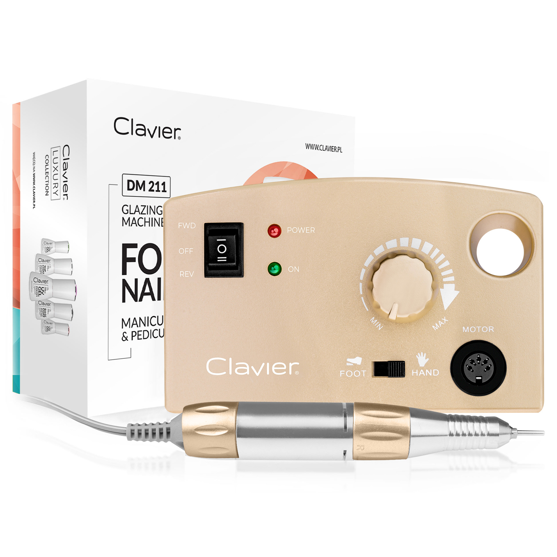 FREZARKA PROFESJONALNA DO MANICURE CLAVIER 40W + FREZY Marka Clavier