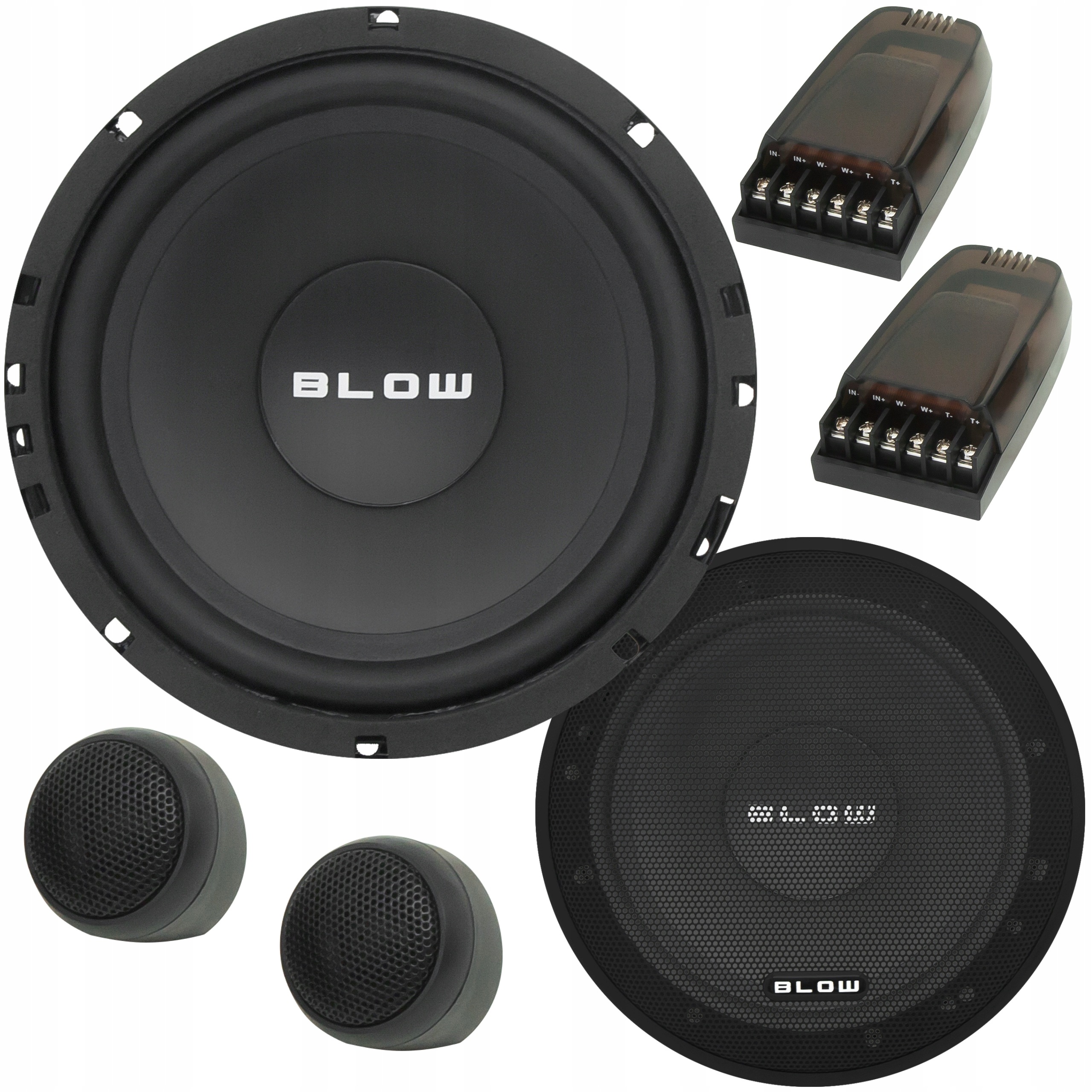 2X Automobilový Basový Reproduktor Woofer 150W 6,5" 165 mm 2X Tweeter Set