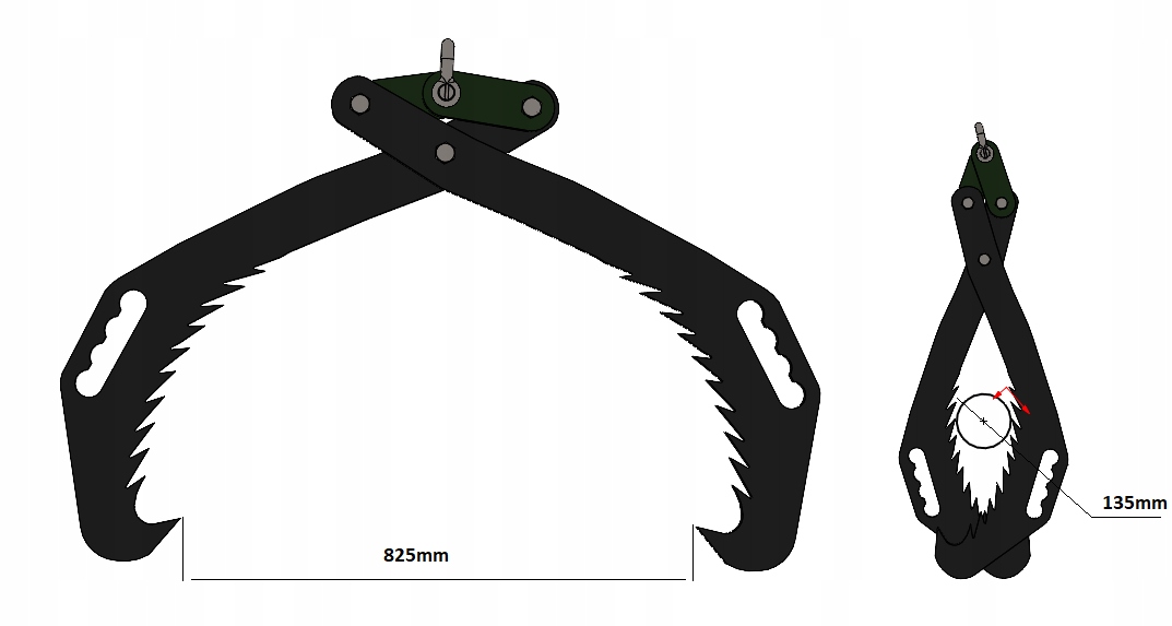 Chwytak do drewna, Blacha 20 mm + hak 2000kg Producent części inny