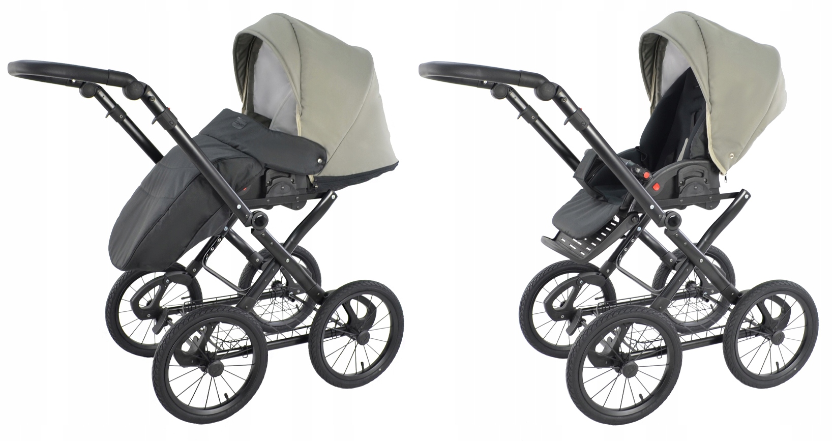 KLASYCZNY Wózek Dziecięcy Cavo Premium RETRO 3w1 Wielofunkcyjny Głęboki Stelaż Aluminiowy