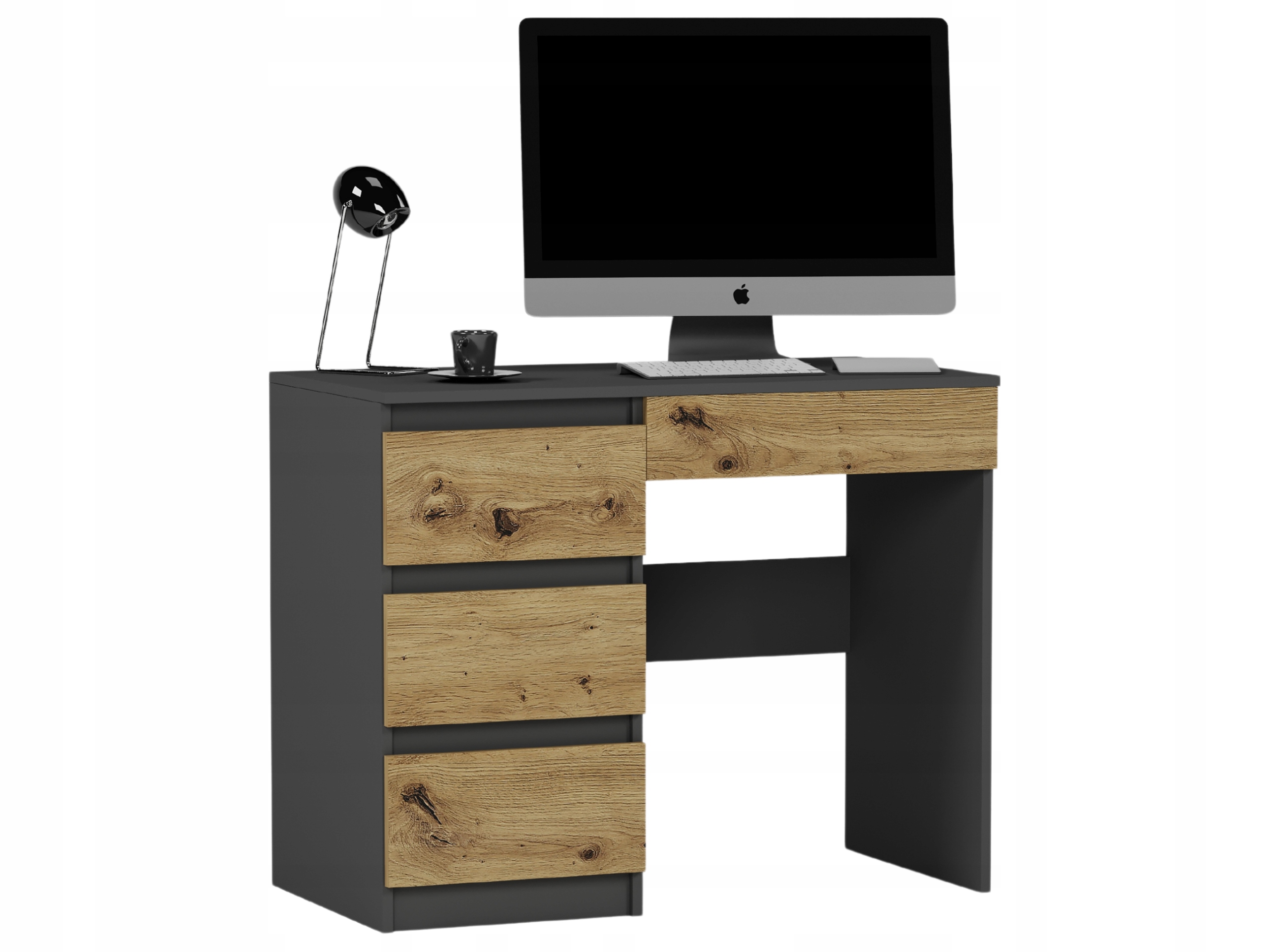 Meble Biurko komputerowe stolik 96cm antracyt mix artisan N34L lewe