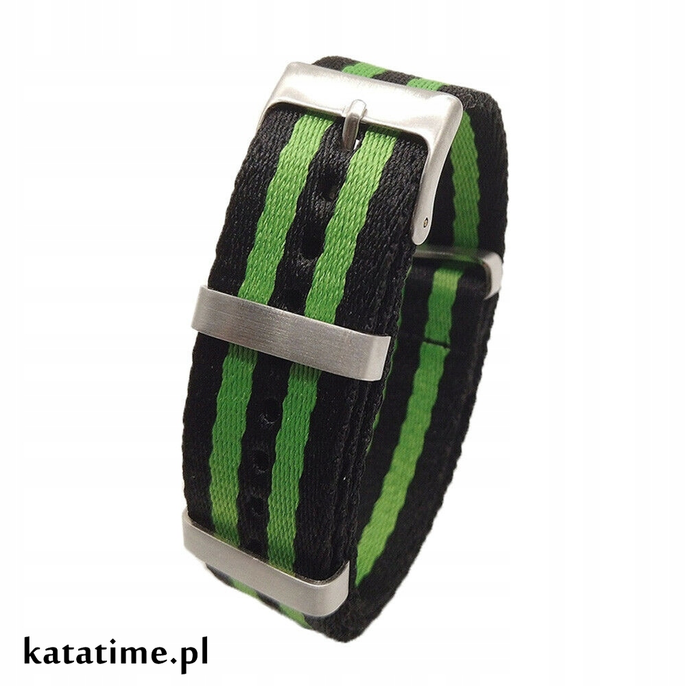 Pasek Nato 20 mm do zegarka nylonowy wodoodporny czarny zielony Super!