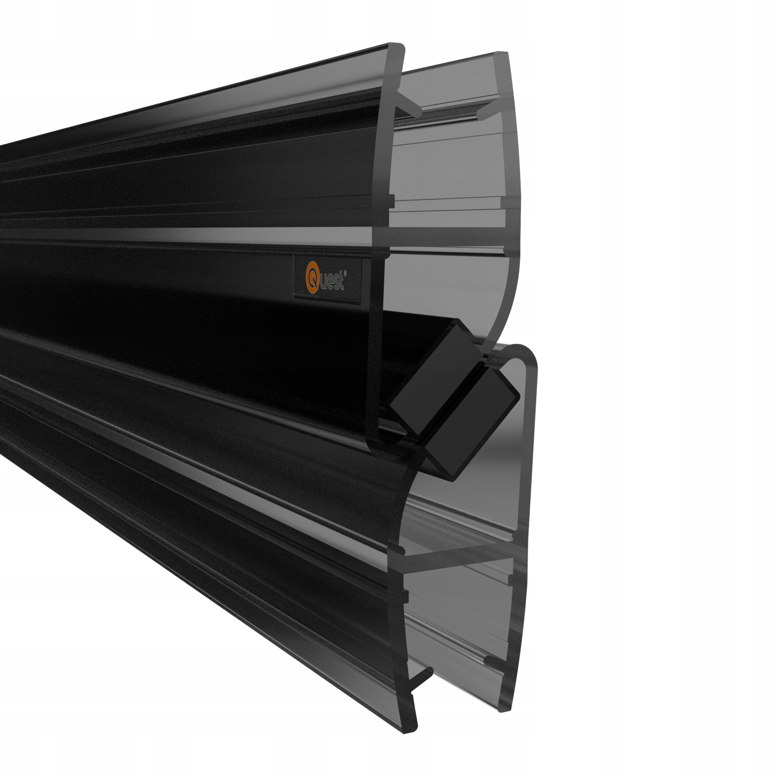 Magnetické úhlové sprchové těsnění 200 cm, černé, 2 ks, s uzávěrem