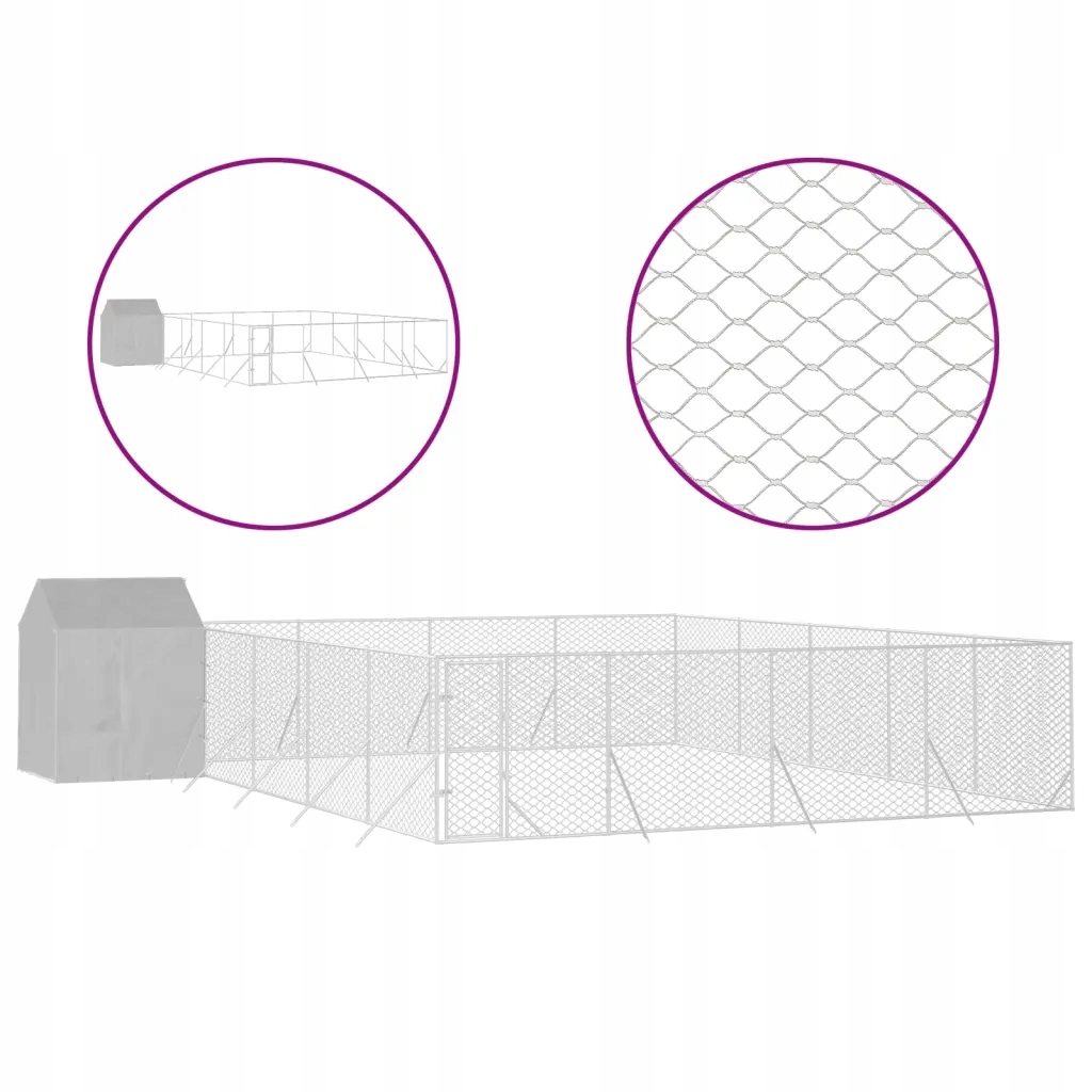 Levně Kotec pro psa, se střechou, stříbrná, 10x10x2,5m ocel galvanizovaná