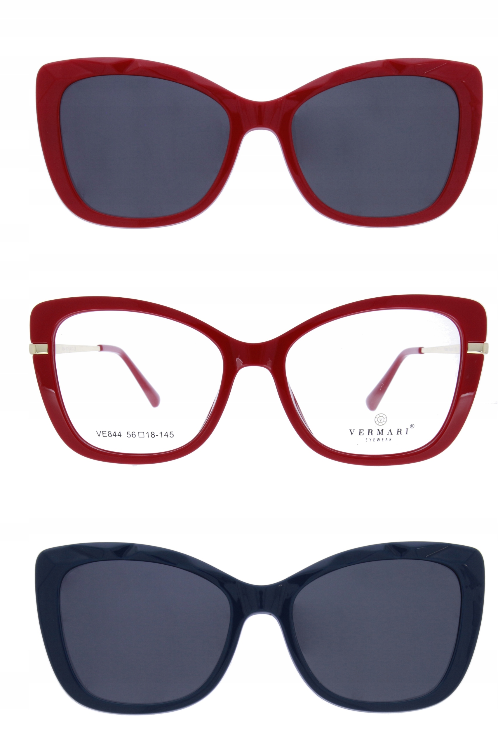 Clip-on Damskie Okulary korekcyjne z nakładkami przeciwsłonecznymi VE844 C3