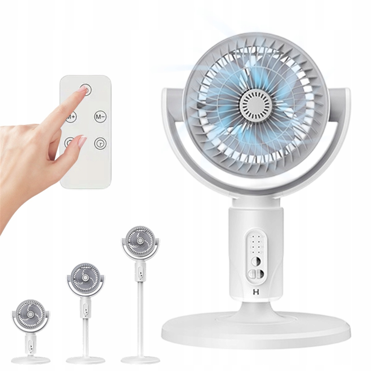 5 úrovní větru, ventilátor s nastavitelnou výškou 38/60/82 cm, bílý