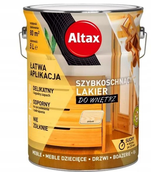 Altax Lakier do Wnętrz 5l Bezbarwny Połysk Szybkoschnący
