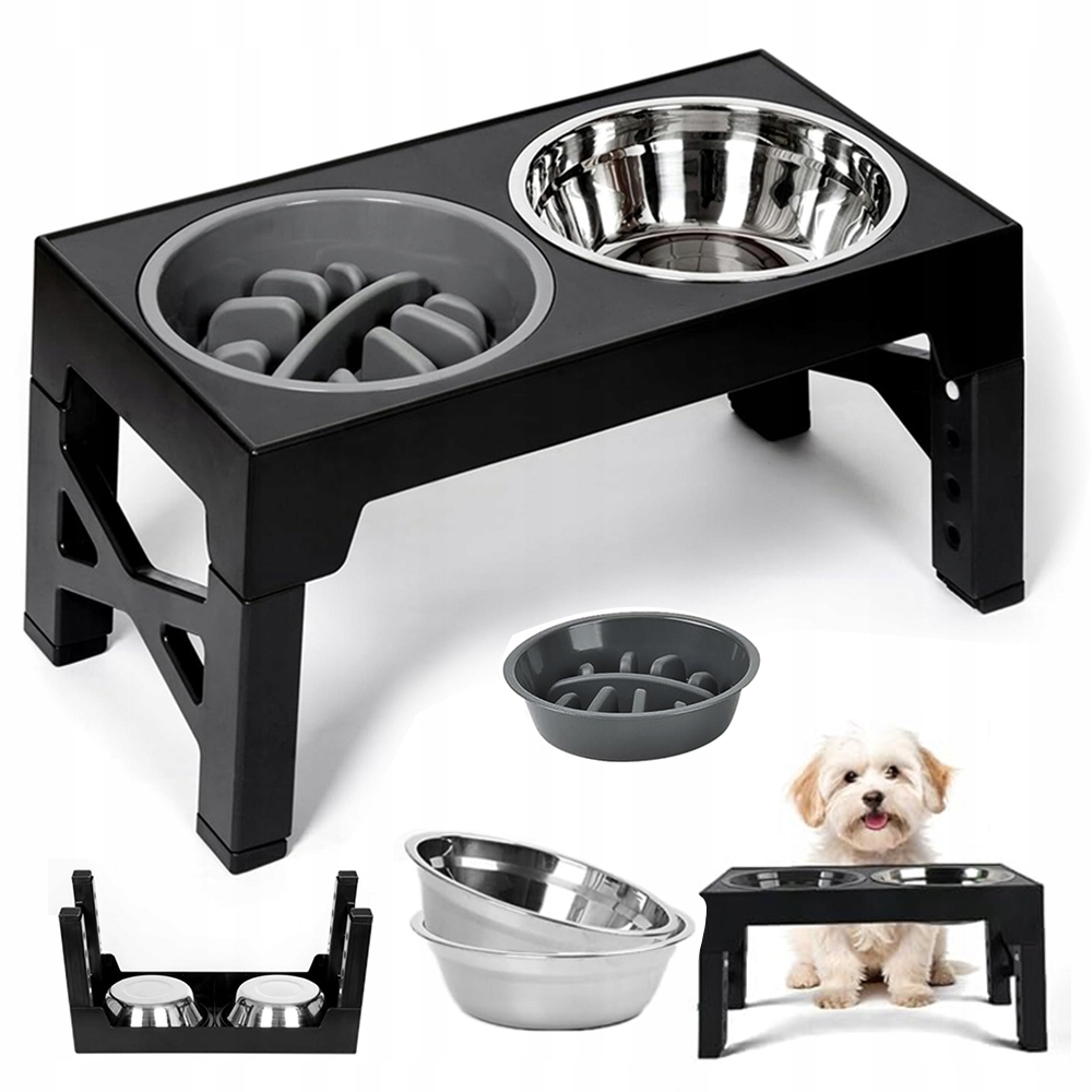 Vyvýšený Stojan Na Misky Pro Psa 1100ML Slow Food 800ML Gumové Nožičky