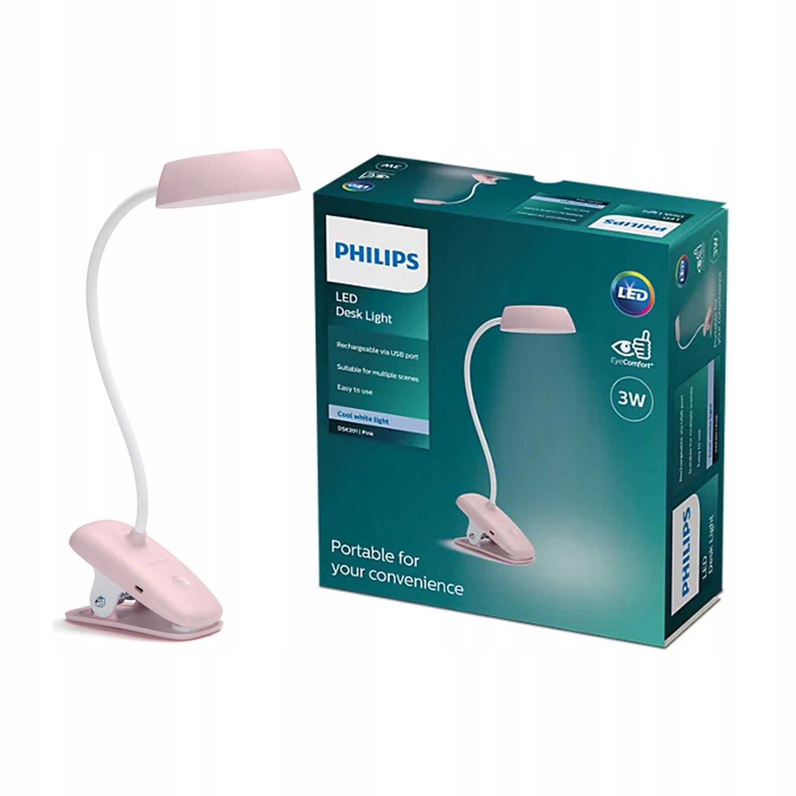 Stolní Led stolní lampa Donutclip 3W 4000K stmívatelná Usb růžová