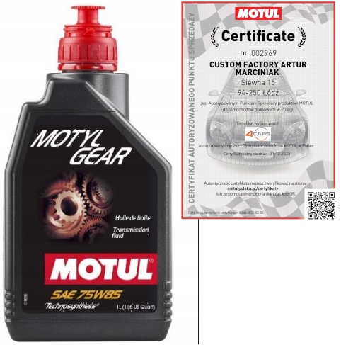 

Motul Motylgear 75W85 Olej Przekładniowy Suzuki 1L
