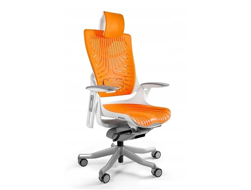 Fotel biurowy Wau 2 TPE-12 elastomer mango/biały