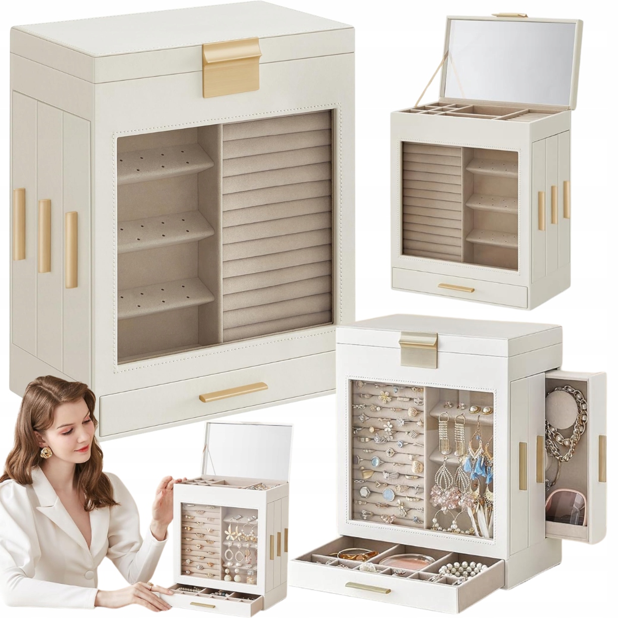 Krabička Krabička na šperky s přihrádkami a zrcátkem