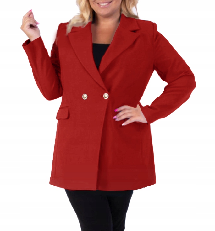 żakiet marynarka damski złote guziki plus size 4xl 5xl czerwony