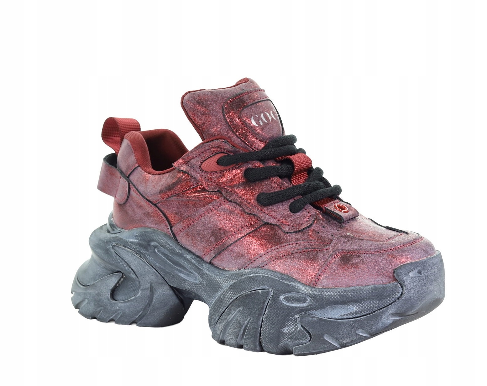 Kožené dámské tenisky burgundské barvy Goe SS2N4035 r36