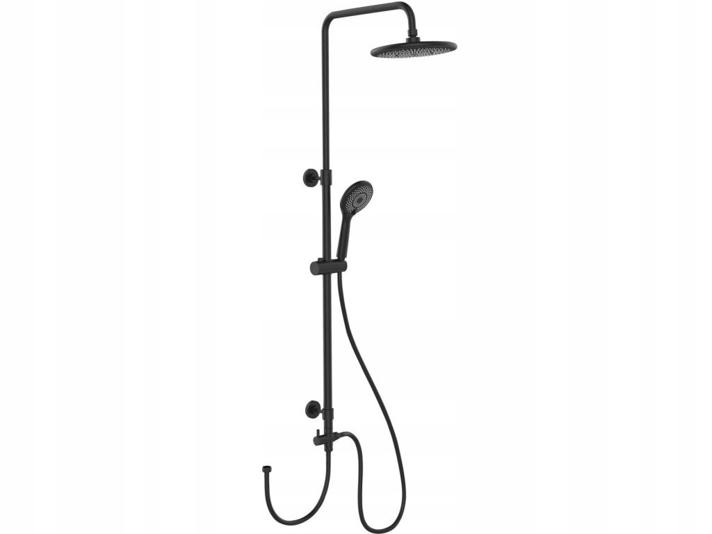 Sprchový stĺp s dažďovou sprchou a ručnou sprchou, čierna, 120 cm, Wenko