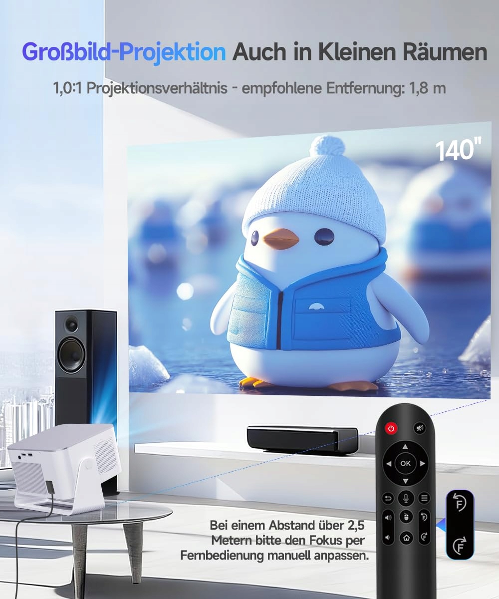 ALWTNIET Projektor 4K 8K Full HD 1080P Android WiFi Bluetooth Heimkino — miniatura 7