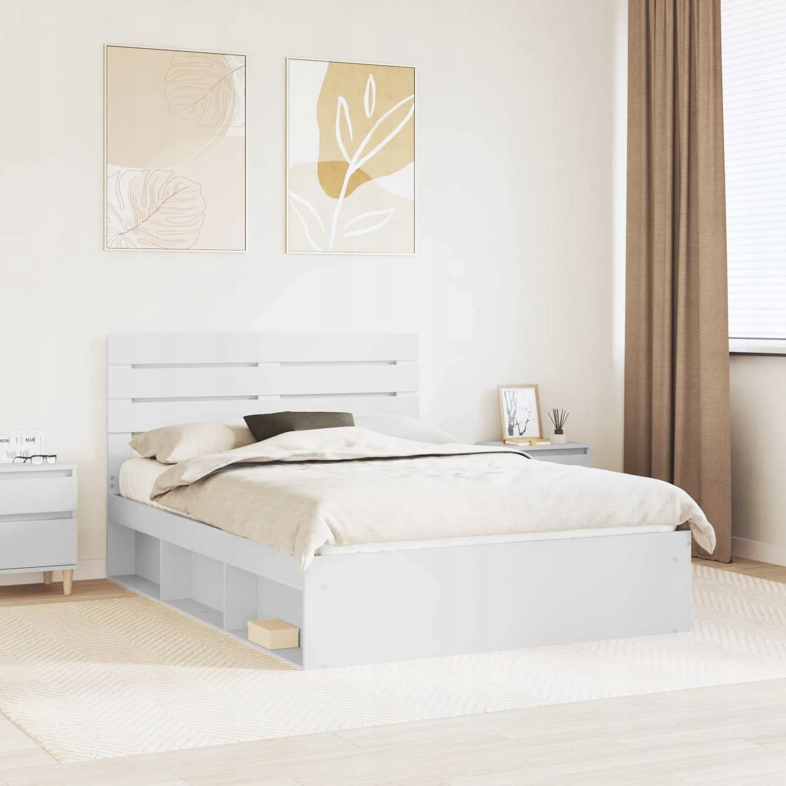 vidaXL Rám postele s čelo Bílá 160 x 200 cm Masivní borové dřevo