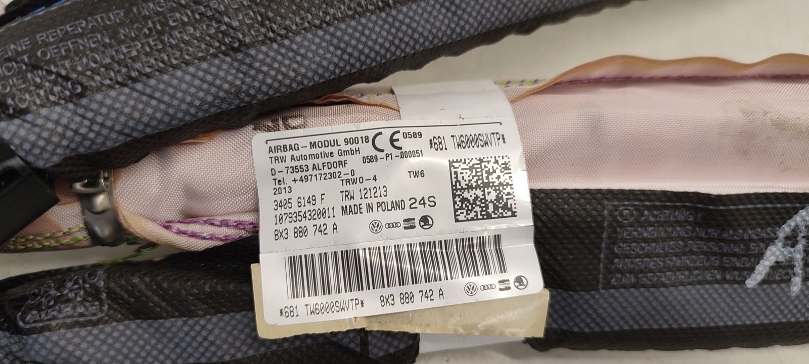 Dachvorhang Airbag powietrzna rechts Audi A1 3D