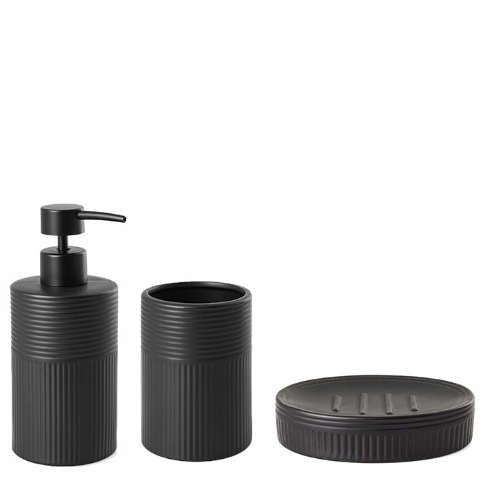 Sada koupelnového setu z kameniny, černá, keramická, do koupelny Žlábková
