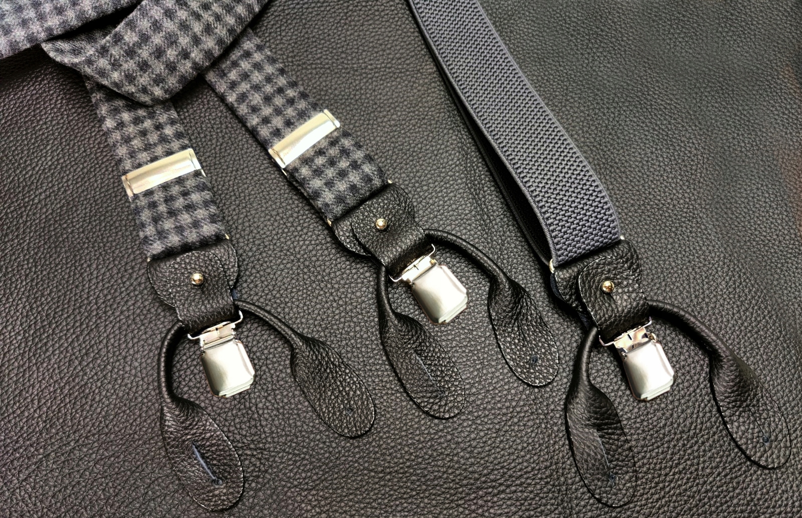 Szelki do spodni 2w1 NA GUZIKI WEŁNA 100% FLANELA Kolor wielokolorowy