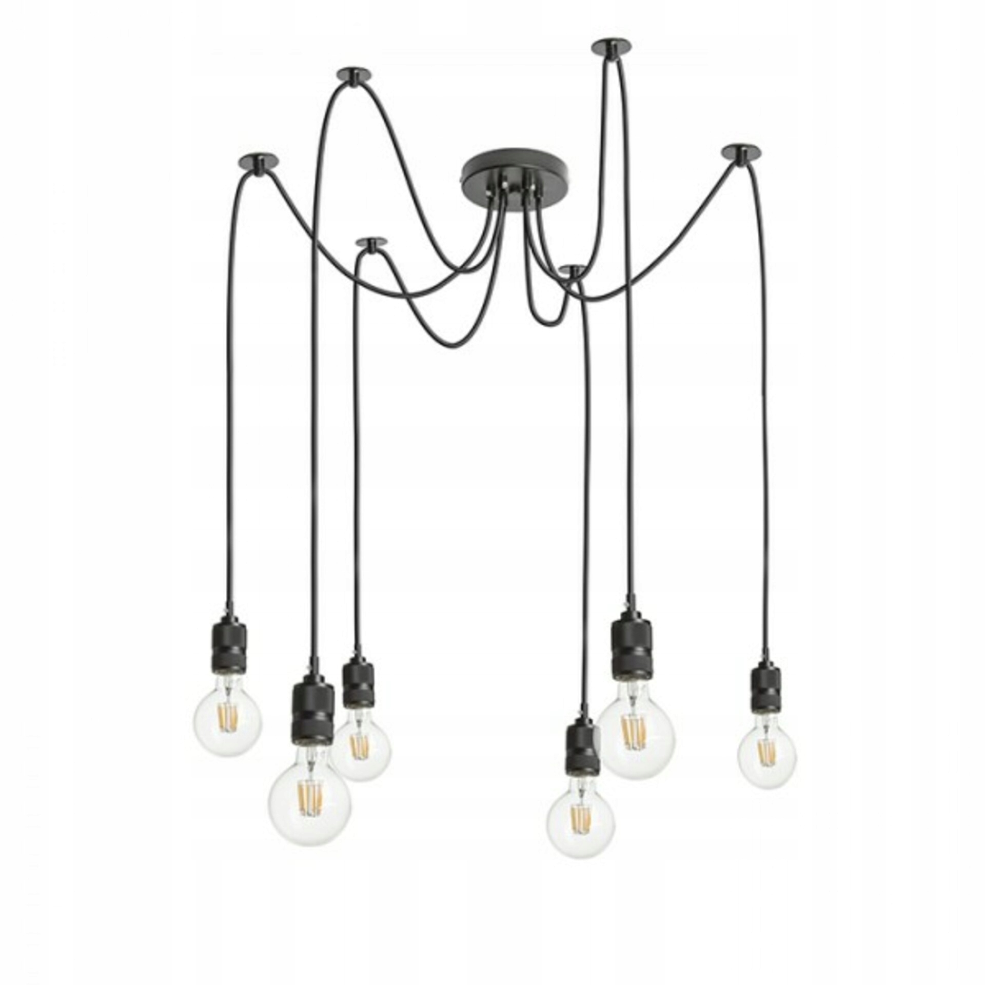 Závesná lampa Rendl Cindy VI čierna 6xE27, nastaviteľná dĺžka, industriálna