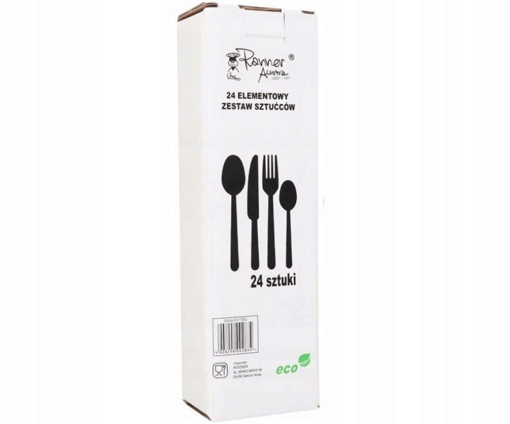 ROSSNER SZTUĆCE ZESTAW SZTUĆCÓW STALOWYCH 24EL SERWIS OBIADOWY NA 6 OSÓB Marka Rossner Austria
