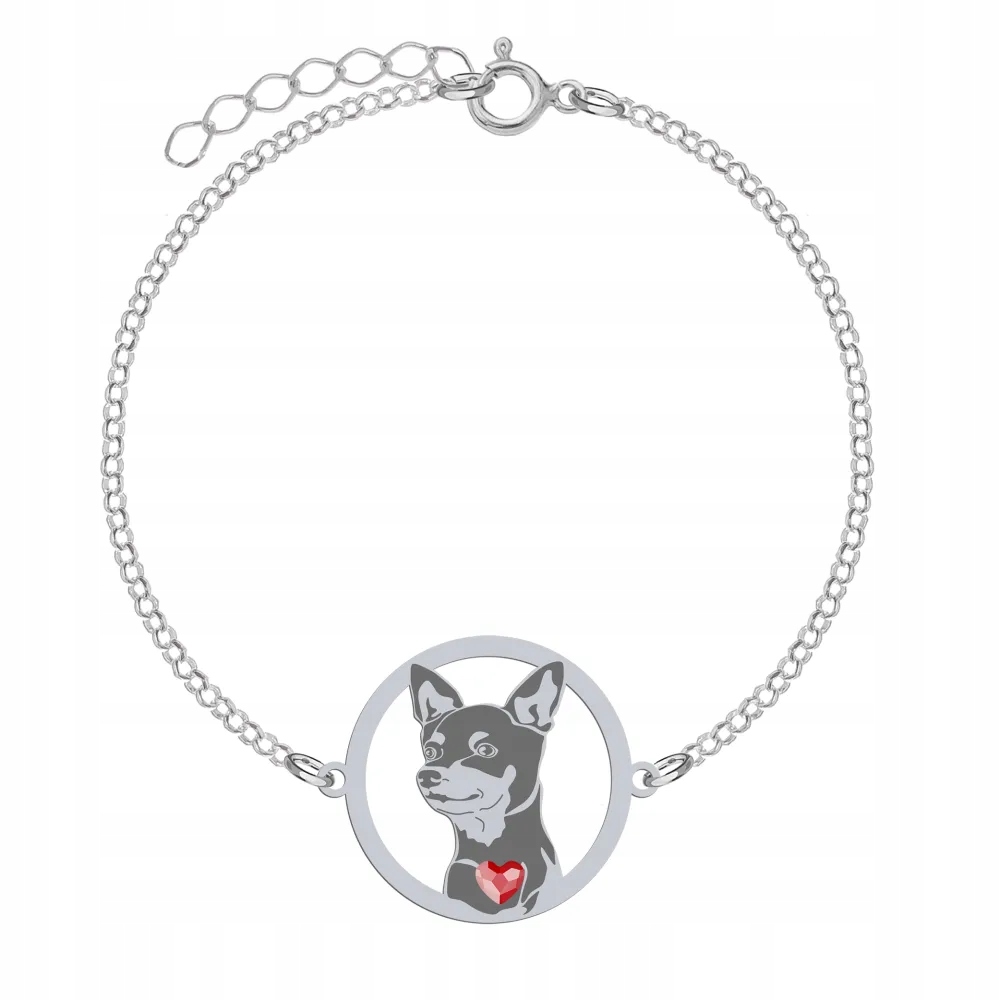 Stříbrný náramek se psem plemene Prager Rattler 925 Šperky Gravírování Bonus