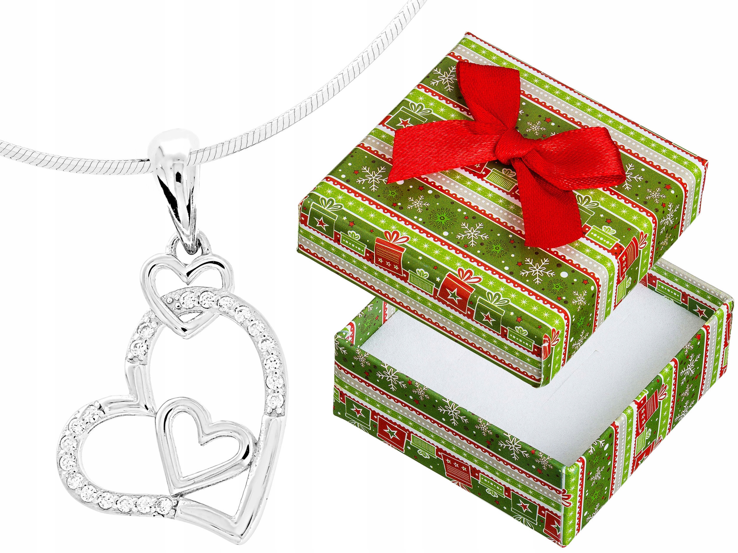 Dlouhý stříbrný dámský náhrdelník se srdíčky a zirkony Malé srdce Stříbro 90 cm