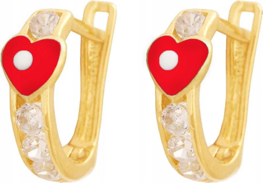 Zlaté náušnice 585 smaltované červené anglické srdíčko jako dárek