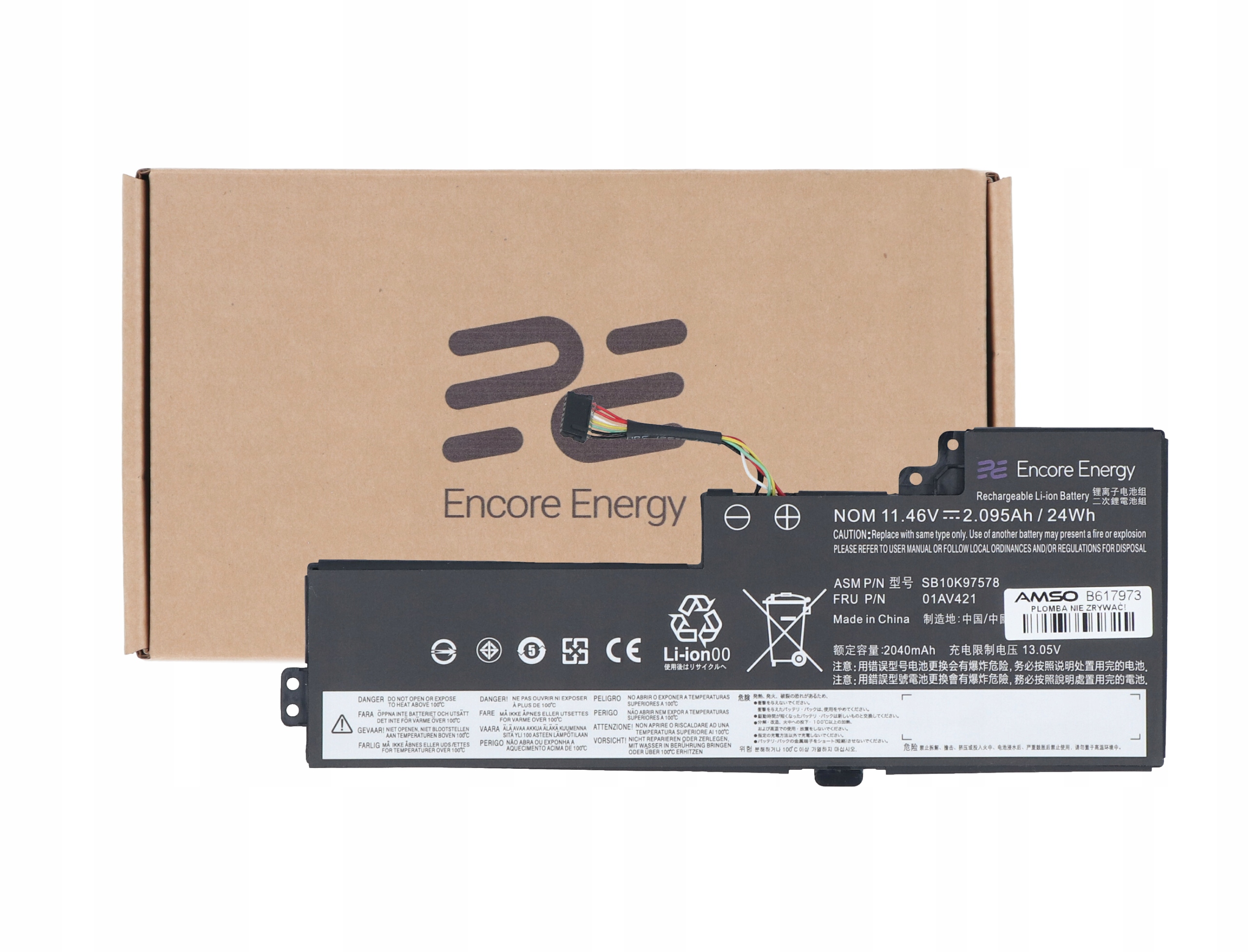 Bateria 01AV421 do laptopa Lenovo ThinkPad T470 T480 Encore Energy 2095mAh