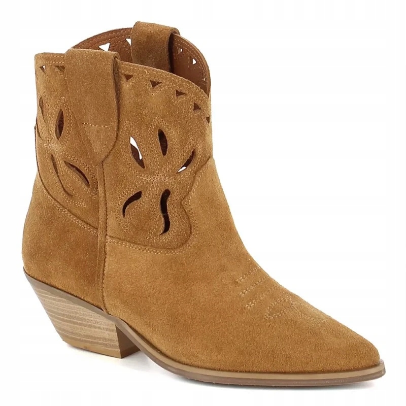 Carinii B9574 Kotníkové Boty Ažurové Jarní Kůže Červené 36