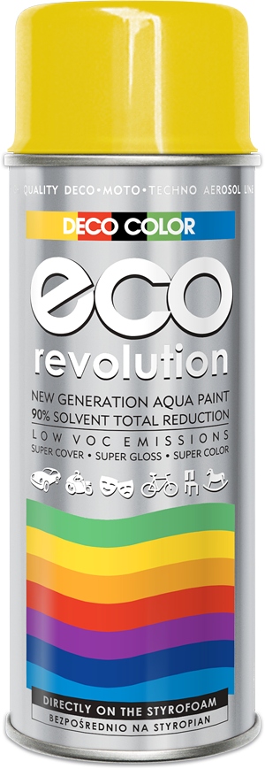 Farba lakier spray Eco Revolution Żółty RAL1023 połysk Eko