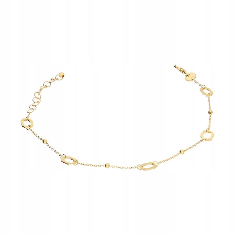 Ženský zlatý náramek 14K s osmihrannými kuličkami, 1.75 g jako dárek