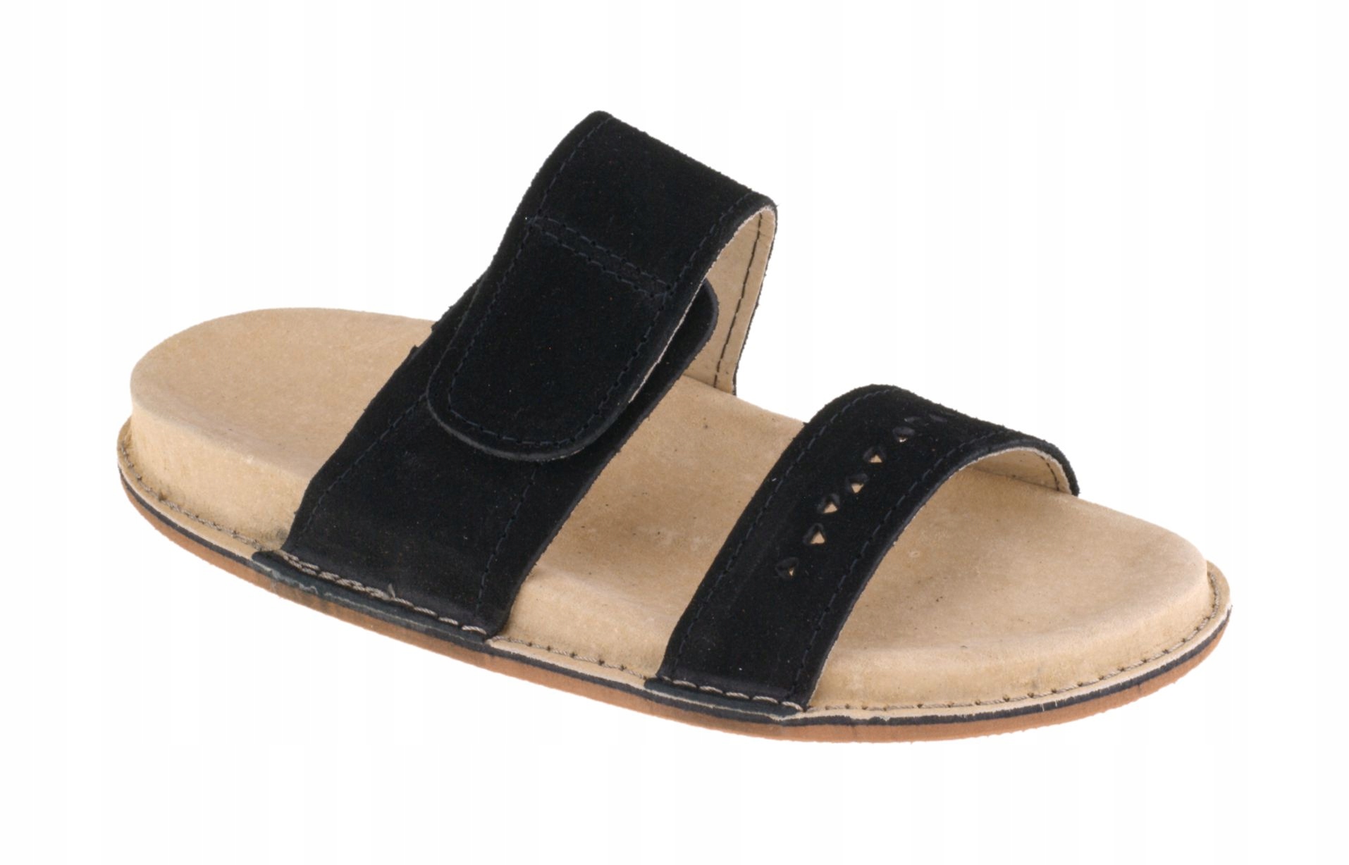 

Klapki skórzane Fusbet, Dwa Paski, Czarne 45