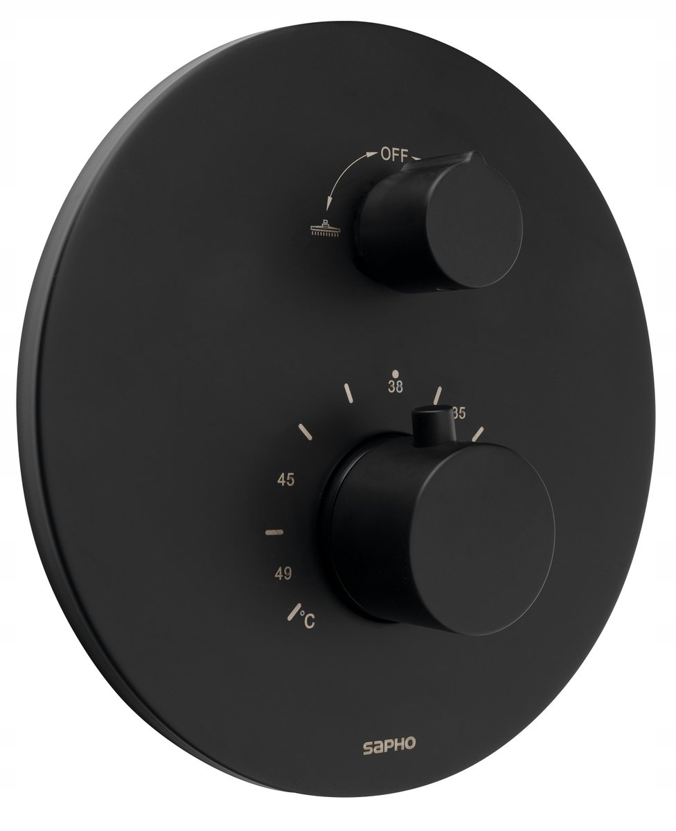 Podomietková sprchová batéria, termostat, 2 výstupy, box, čierny mat