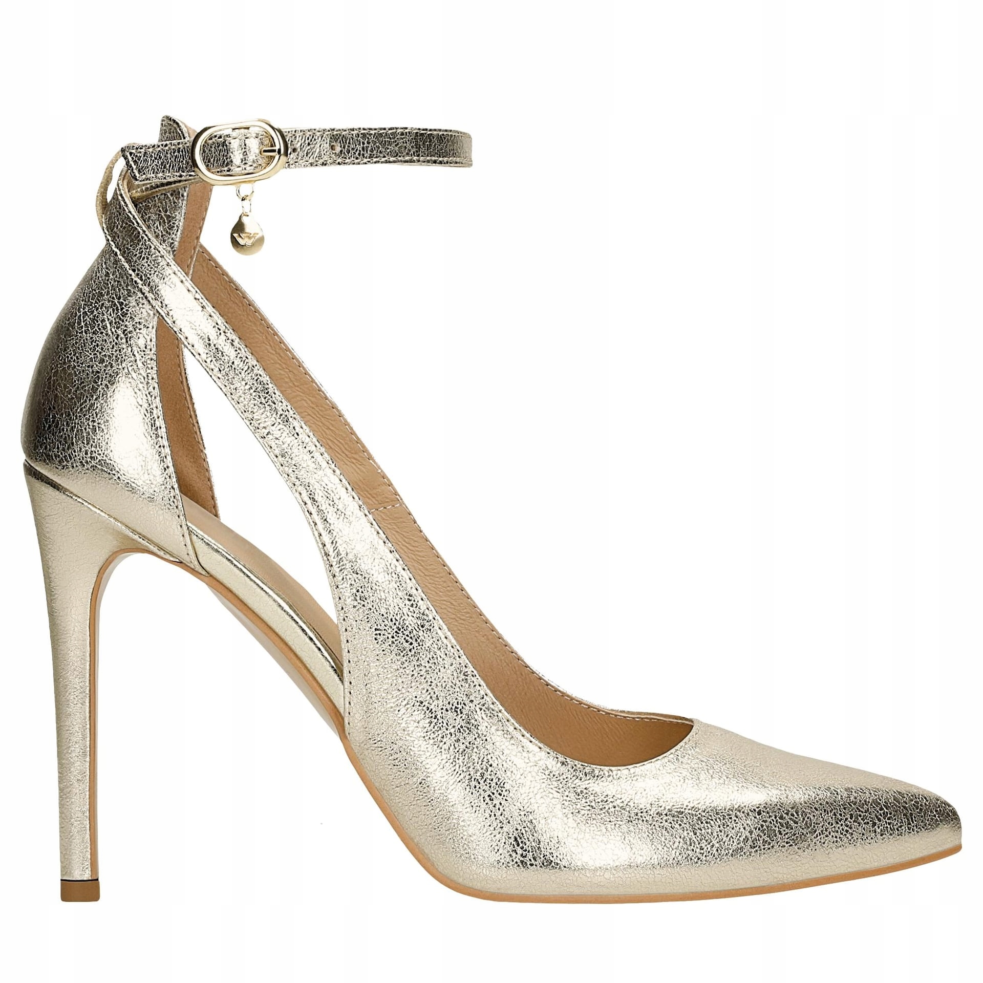 Zlaté metalické dámské lodičky z fóliovaného veluru vel. 35