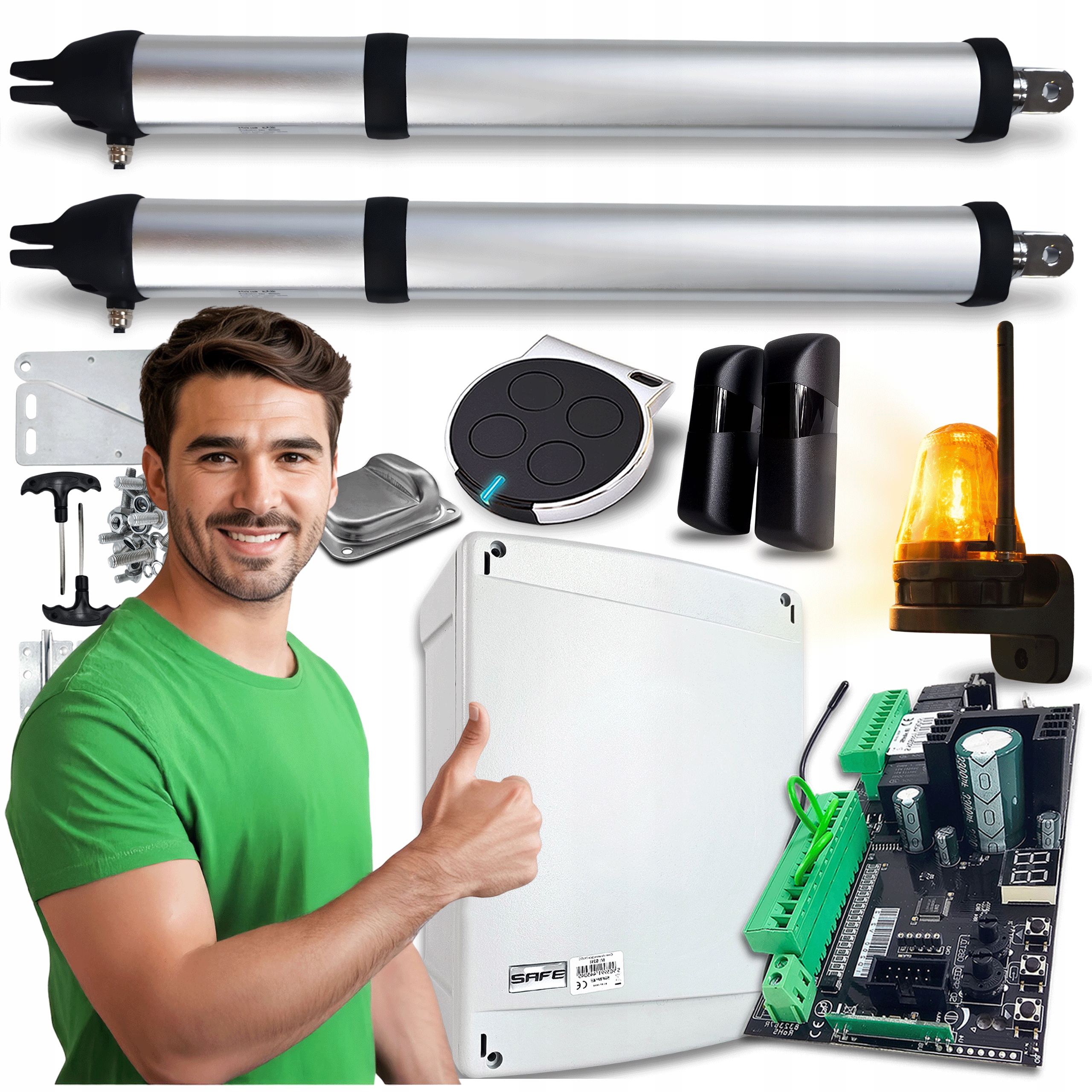 Pohon pro Dvojkřídlovou Bránu Set lampa 8 m dálkové ovládání pohon 200 kg Automat